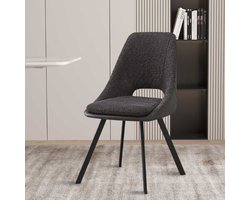 Filou' Bouclé grijze Stoel | grijze PU Bekleding - 85x48x56cm - Set van 2