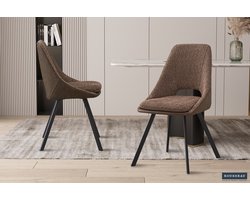 Filou' Bouclé Zand Stoel | Bruine PU Bekleding - 85x48x56cm
