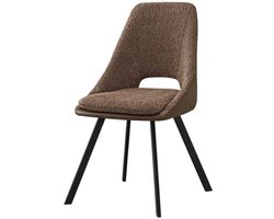 Filou' Bouclé Zand Stoel | Bruine PU Bekleding - 85x48x56cm - Set van 2