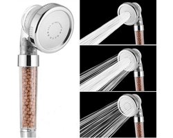 Filter Douchekop met 3 standen - Douche kop - Bespaart tot 35 % water - Mineraalstenen - Waterbesparend - Hoge druk - Regendouche - Rainshower - Besparen - Transparant
