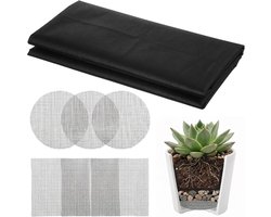 Filter Fleece voor Plantenpotten, 1.6 x 1 m, Snijbaar, Met 6 Drainage Roosters, Tuinieren, Bloempotten, Groenteteelt, Insectenwerend