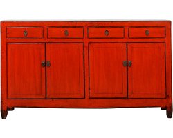 Fine Asianliving Antiek Chinees Dressoir Rood High Gloss B152xD40xH88cm Chinese Meubels Oosterse Kast