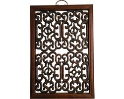 Fine Asianliving Antiek Chinees Wand Paneel Hout Handgesneden B48xD3xH70cm