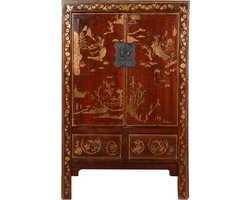 Fine Asianliving Antieke Chinese Bruidskast Handbeschilderd B120xD50xH185cm Chinese Meubels Oosterse Kast