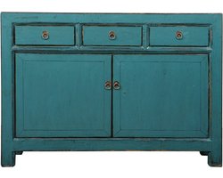 Fine Asianliving Antieke Chinese Dressoir Blauw High Gloss B128xD40xH91cm Chinese Meubels Oosterse Kast