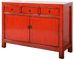 Fine Asianliving Antieke Chinese Dressoir Rood High Gloss B128xD40xH90cm Chinese Meubels Oosterse Kast