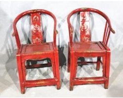 Fine Asianliving Antieke Chinese Glassy Rode Stoelen Set (1910-1920) Shandong, China