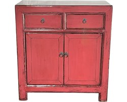 Fine Asianliving Antieke Chinese Kast Koraal Roze High Gloss B83xD40xH90cm Chinese Meubels Oosterse Kast