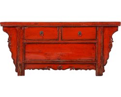 Fine Asianliving Antieke Chinese Kast Rood Glossy B105xD41xH45cm Chinese Meubels Oosterse Kast