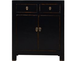 Fine Asianliving Antieke Chinese Kast Zwart High Gloss B77xD39xH90cm Chinese Meubels Oosterse Kast