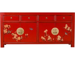 Fine Asianliving Chinees Dressoir Lucky Rood Handbeschilderd - Orientique Collectie B180xD40xH85cm Chinese Meubels Oosterse Kast