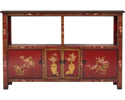 Fine Asianliving Chinees Dressoir Rood Handbeschilderd B140xD33xH90cm Chinese Meubels Oosterse Kast