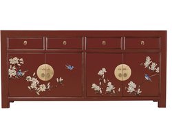Fine Asianliving Chinees Dressoir Scarlet Rouge Handbeschilderd - Orientique Collectie B180xD40xH85cm Chinese Meubels Oosterse Kast