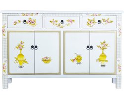 Fine Asianliving Chinees Dressoir Wit Handbeschilderd B140xD34xH90cm Chinese Meubels Oosterse Kast