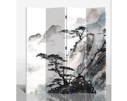 Fine Asianliving Chinees Kamerscherm Oosters Scheidingswand B160xH180cm 4 Panelen Chinese Bergen