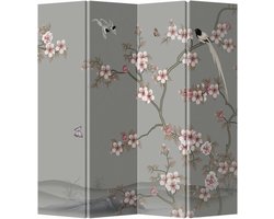 Fine Asianliving Chinees Kamerscherm Oosters Scheidingswand B160xH180cm 4 Panelen Licht Roze Sakura
