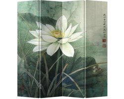 Fine Asianliving Chinees Kamerscherm Oosters Scheidingswand B160xH180cm 4 Panelen Witte Lotus