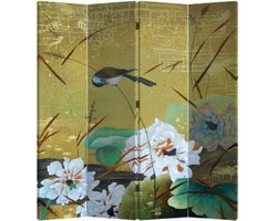 Fine Asianliving Chinees Kamerscherm Oosters Scheidingswand B160xH180cm 4 Panelen Zwaluwen en Bloemen