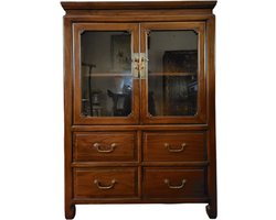 Fine Asianliving Chinese Boekenkast Bruin met Lades B82xD48xH115cm Chinese Meubels Oosterse Kast