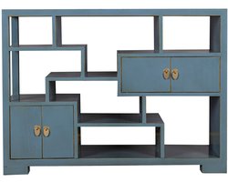 Fine Asianliving Chinese Boekenkast Open Kast Arctic Blauw Grijs - Orientique Collectie B108xD35xH80cm Chinese Meubels Oosterse Kast