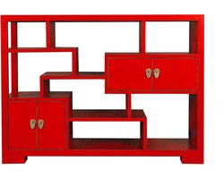 Fine Asianliving Chinese Boekenkast Open Kast Lucky Rood - Orientique Collectie B108xD35xH80cm Chinese Meubels Oosterse Kast