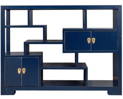 Fine Asianliving Chinese Boekenkast Open Kast Midnight Blauw - Orientique Collectie B108xD35xH80cm Chinese Meubels Oosterse Kast