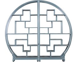 Fine Asianliving Chinese Boekenkast Ronde Display Open Kast Arctic Blauw Grijs B176xH192cm Chinese Meubels Oosterse Kast