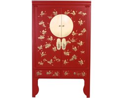 Fine Asianliving Chinese Bruidskast Lucky Rood Handbeschilderd - Orientique Collectie B100xD55xH175cm Chinese Meubels Oosterse Kast