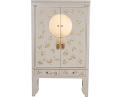 Fine Asianliving Chinese Bruidskast Moonshine Greige Handbeschilderd - Orientique Collectie B105xD55xH175cm Chinese Meubels Oosterse Kast