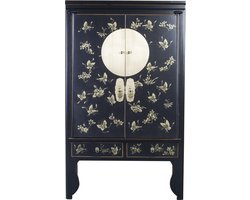 Fine Asianliving Chinese Bruidskast Onyx Zwart Handbeschilderd - Orientique Collectie B100xD55xH175cm Chinese Meubels Oosterse Kast
