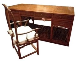 Fine Asianliving Chinese Bureau met Stoel Compleet Bruin Set/2 B180xD85xH84cm Chinese Meubels Oosterse Kast