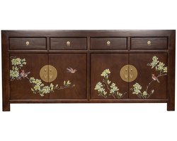 Fine Asianliving Chinese Dressoir Bruin Earthy Brown Handgeschilderd B180xD40xH85cm Chinese Meubels Oosterse Kast