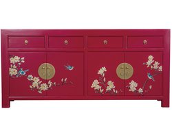 Fine Asianliving Chinese Dressoir Fuchsia Royale Handgeschilderd - Orientique Collection B180xD40xH85cm Chinese Meubels Oosterse Kast