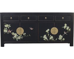 Fine Asianliving Chinese Dressoir Onyx Zwart Handbeschilderd - Orientique Collectie B180xD40xH85cm Chinese Meubels Oosterse Kast