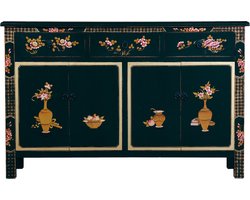Fine Asianliving Chinese Dressoir Zwart Handgeschilderd B140xD34xH90cm Chinese Meubels Oosterse Kast