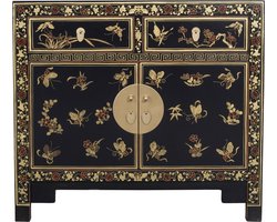 Fine Asianliving Chinese Kast Zwart Vlinders Handbeschilderd - Orientique Collectie B90xD40xH80cm Chinese Meubels Oosterse Kast