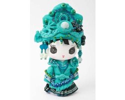 Fine Asianliving Chinese Minority Doll Pop Handgemaakt Turqoise Klein