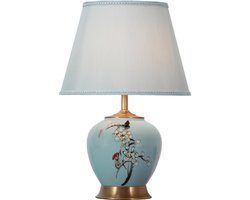 Fine Asianliving Chinese Tafellamp Keramiek Porselein met Kap Handgeschilderd