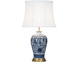 Fine Asianliving Chinese Tafellamp Klassiek Porselein Lotus Blauw D38xH65cm