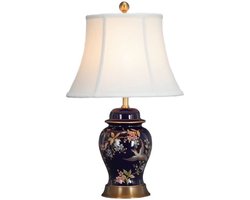Fine Asianliving Chinese Tafellamp Porselein Blauw Handgeschilderd D36xH60cm