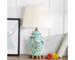 Fine Asianliving Chinese Tafellamp Porselein Blauw Magnolia Handgemaakt - Aeliana D30xH48cm