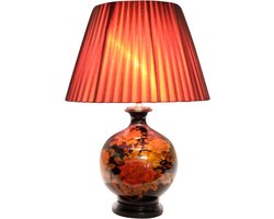 Fine Asianliving Chinese Tafellamp Porselein Chinese Pioenen Rood