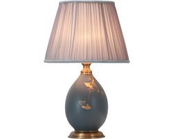 Fine Asianliving Chinese Tafellamp Porselein Ginkgo Grijs Handgeschilderd D16xH51cm