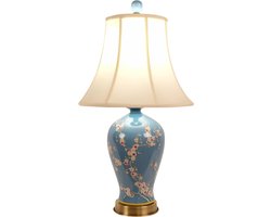 Fine Asianliving Chinese Tafellamp Porselein Handgeschilderde Sakura Blauw