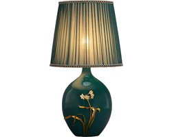 Fine Asianliving Chinese Tafellamp Porselein Teal Bloemen Handgemaakt D28xH52cm