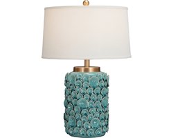 Fine Asianliving Chinese Tafellamp Porselein Turquoise Contemporary Handgemaakt D43xH65cm
