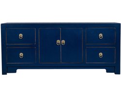 Fine Asianliving Chinese TV Kast Blauw Midnight Blue - Orientique Collectie B106xD45xH46cm Chinese Meubels Oosterse Kast