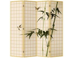Fine Asianliving Kamerscherm Scheidingswand B160xH180cm 4 Panelen Bamboe Naturel