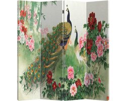 Fine Asianliving Kamerscherm Scheidingswand B160xH180cm 4 Panelen Pauw Paradijs