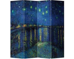 Fine Asianliving Kamerscherm Scheidingswand B160xH180cm 4 Panelen Van Gogh Sterrennacht boven de Rhone